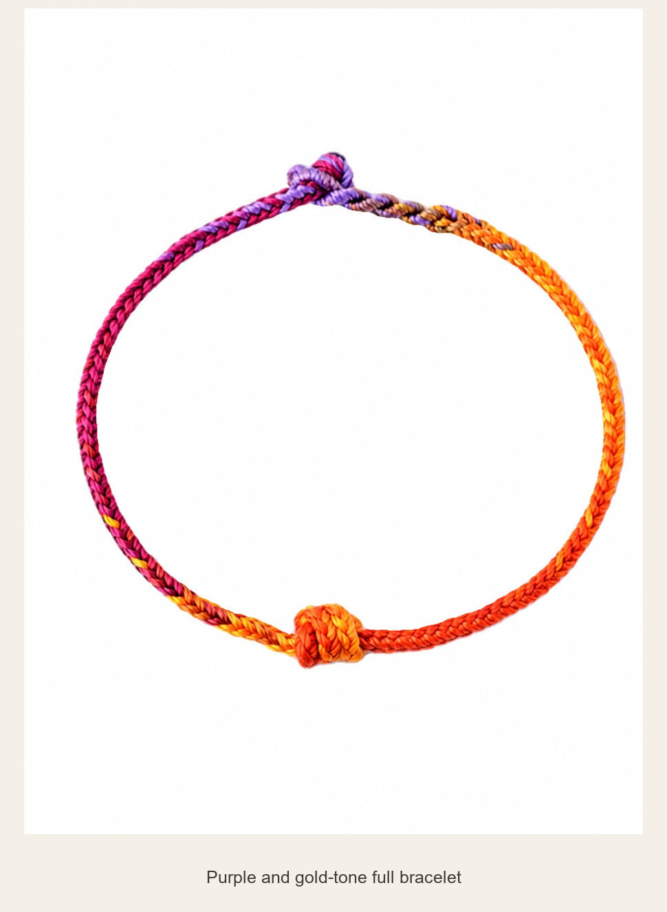 Braided Cord Bracelet — Red or Purple & Gold-Tone — purple and gold-tone full bracelet