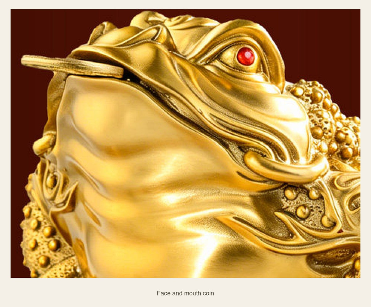 Brass Money Toad with Coin — 12.5 cm — face and mouth coin (Toad + base)