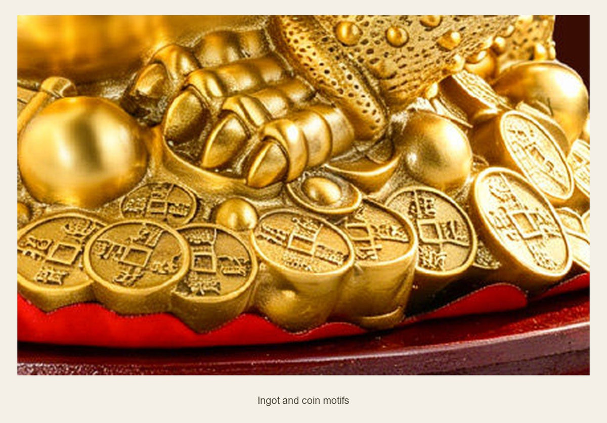 Brass Money Toad with Coin — 12.5 cm — ingot and coin motifs (Toad + base)