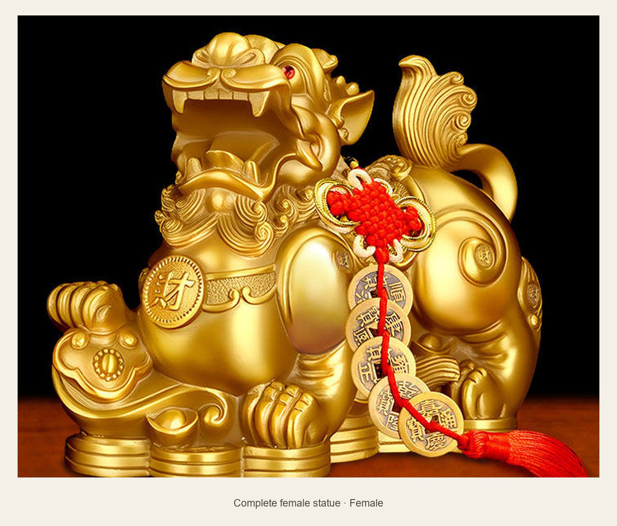 Brass Pixiu Statue — 11 cm — complete female statue (Female)