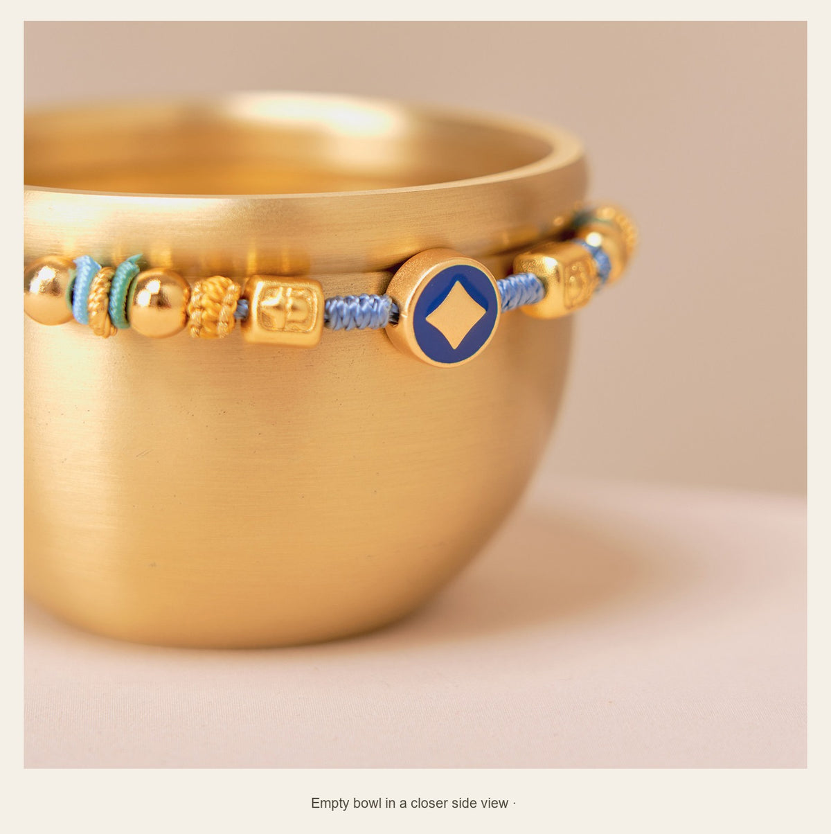 Gold-Plated Brass Wealth Bowl — 7.5 cm — empty bowl in a closer side view