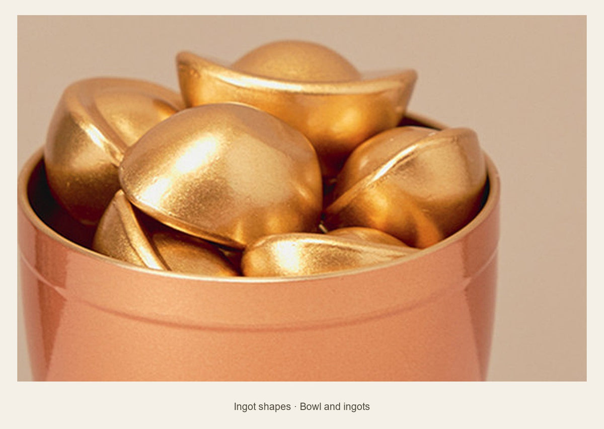 Mini Brass Wealth Bowl with Ingots — 4.7 cm — ingot shapes (Bowl and ingots)