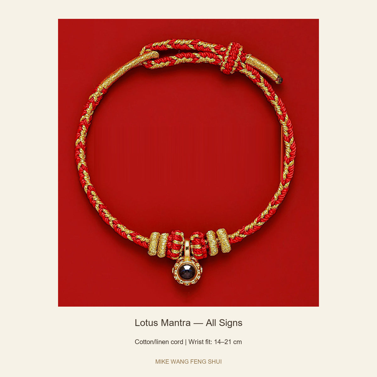 Zodiac Guardian Woven Cord Bracelet β Lotus Mantra β All Signs β full view #Design_Lotus Mantra β All Signs