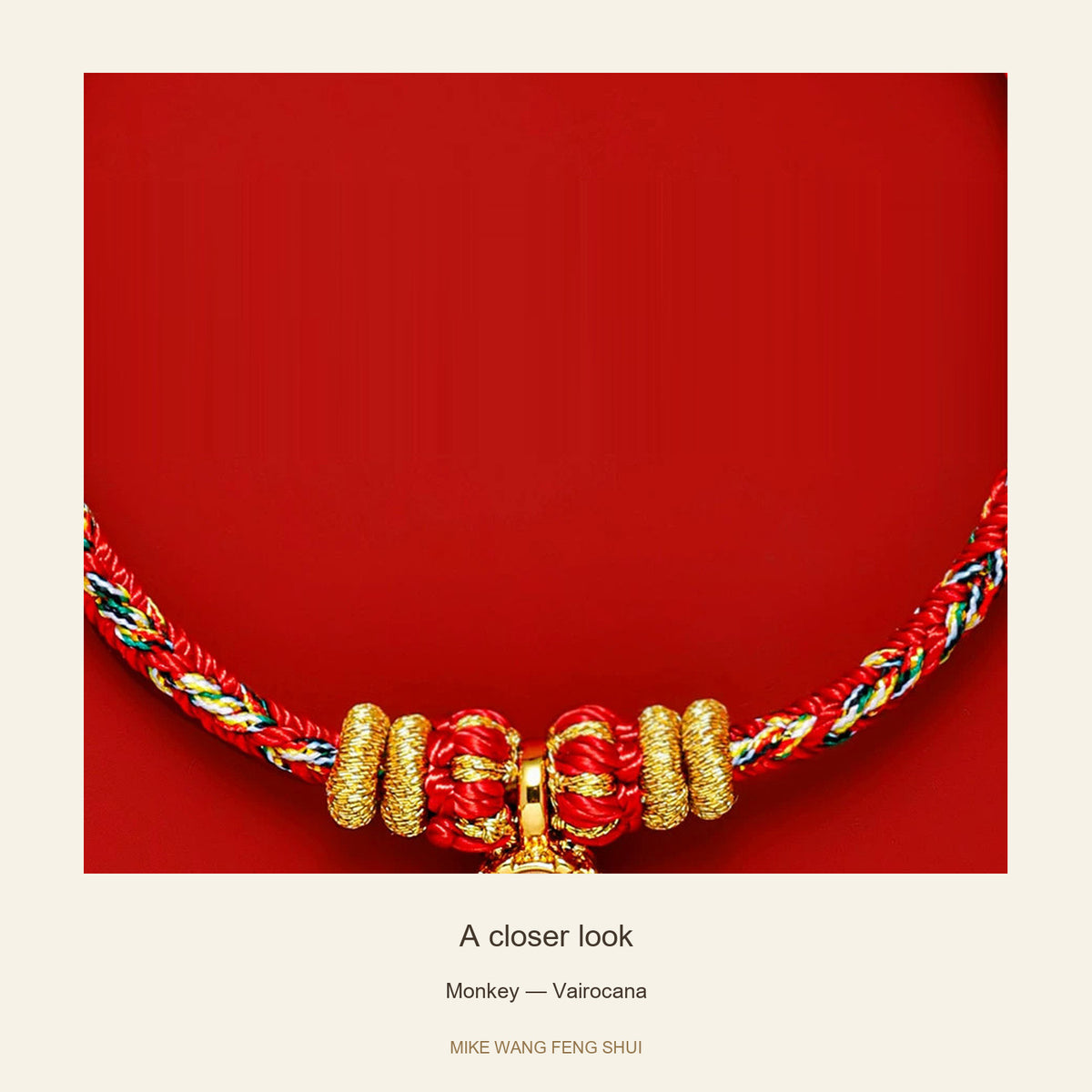 Zodiac Guardian Woven Cord Bracelet — Monkey — Vairocana — detail #Design_Monkey — Vairocana