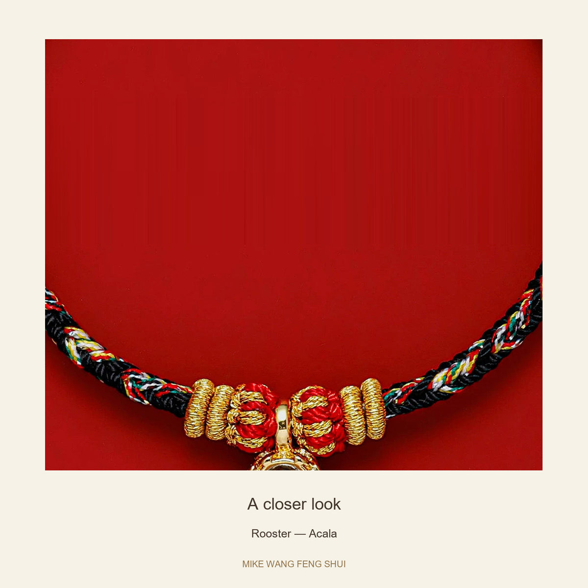 Zodiac Guardian Woven Cord Bracelet — Rooster — Acala — detail #Design_Rooster — Acala