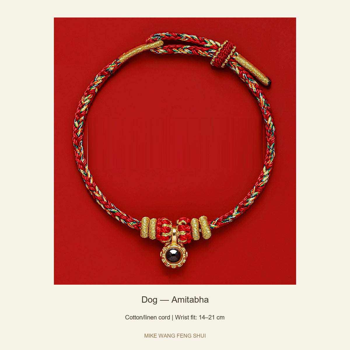 Zodiac Guardian Woven Cord Bracelet — Dog — Amitabha — full view #Design_Dog — Amitabha