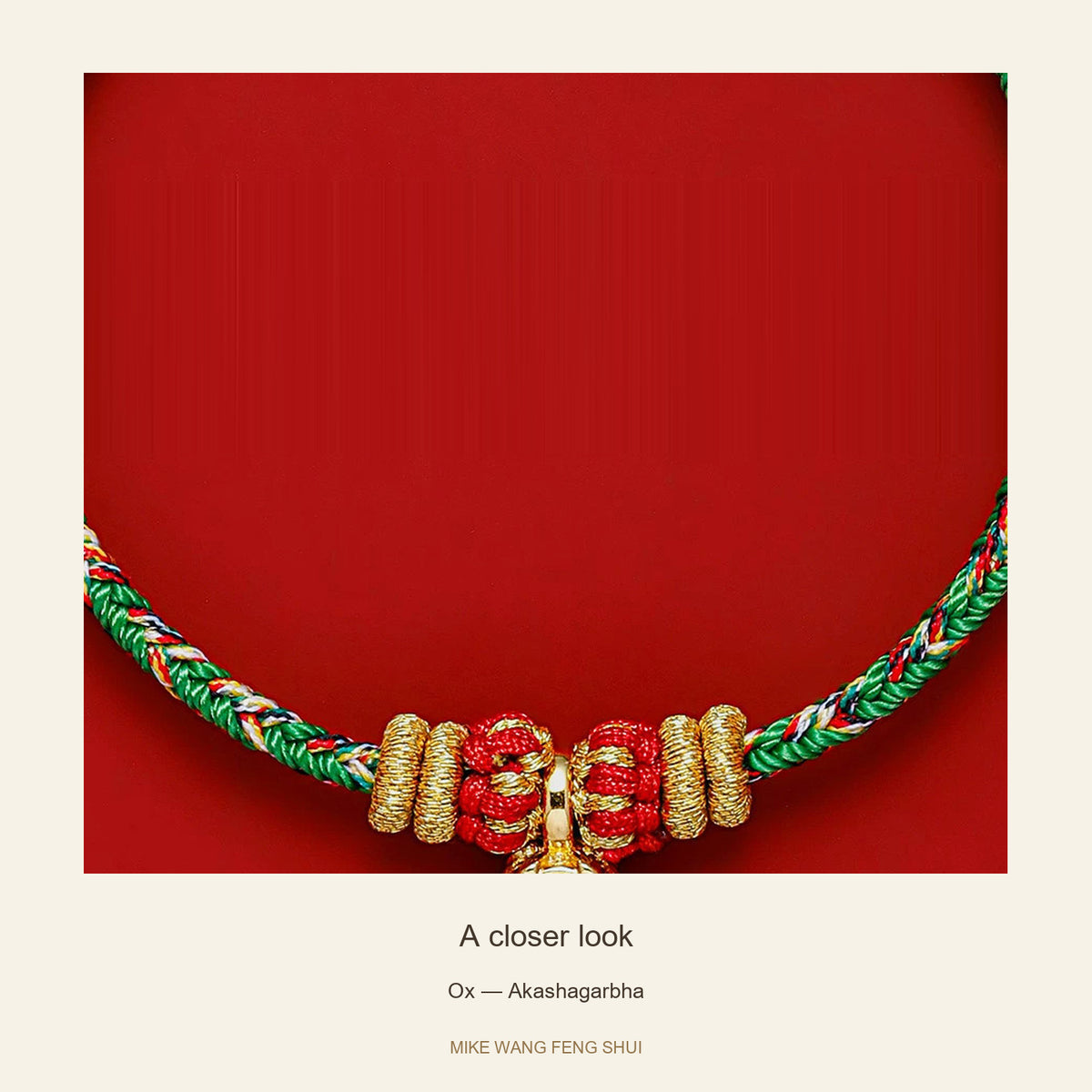 Zodiac Guardian Woven Cord Bracelet — Ox — Akashagarbha — detail #Design_Ox — Akashagarbha