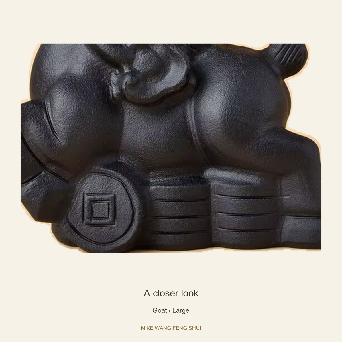 Black Obsidian Chinese Zodiac Figurine — Goat / Large — detail #Design_Goat / Large