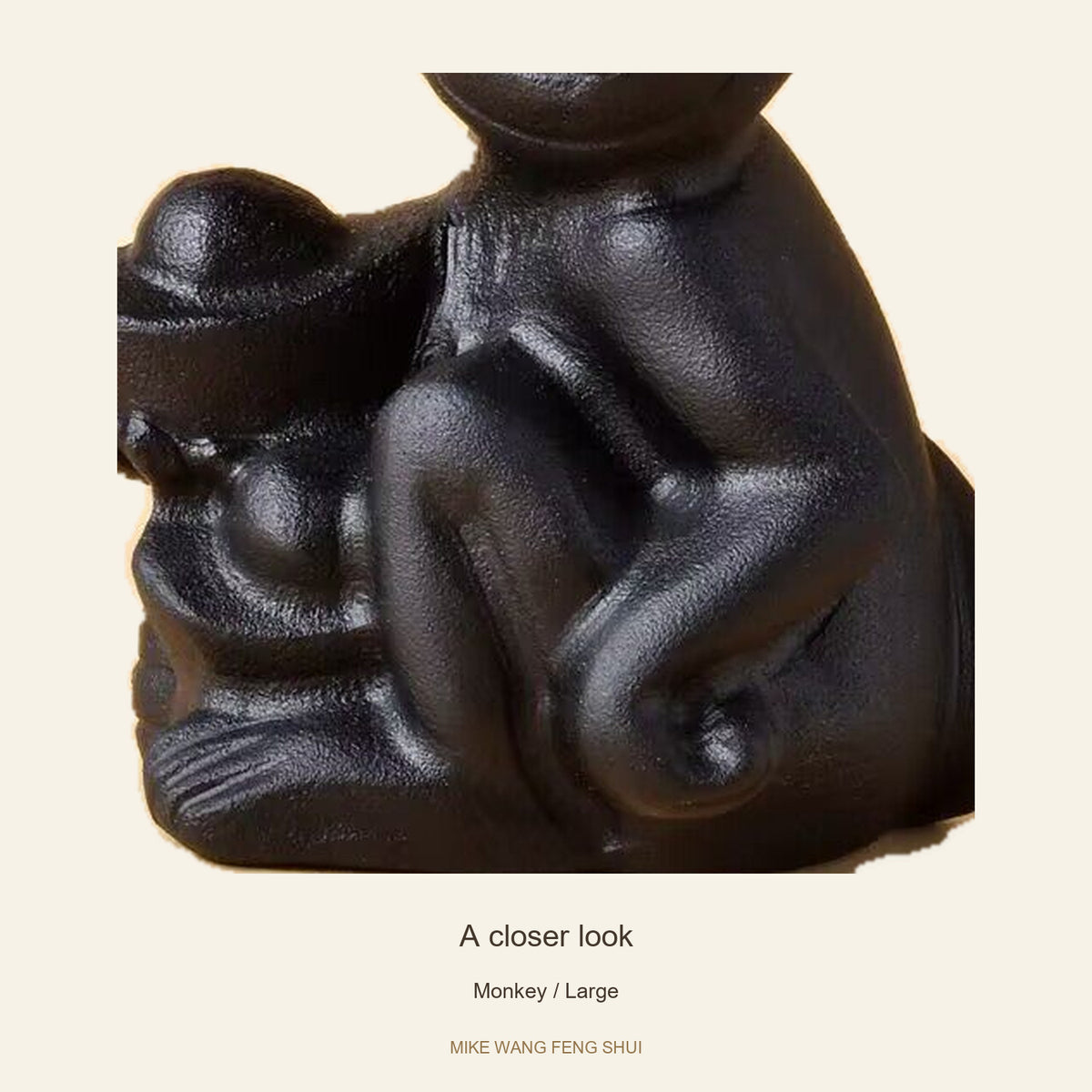 Black Obsidian Chinese Zodiac Figurine — Monkey / Large — detail #Design_Monkey / Large