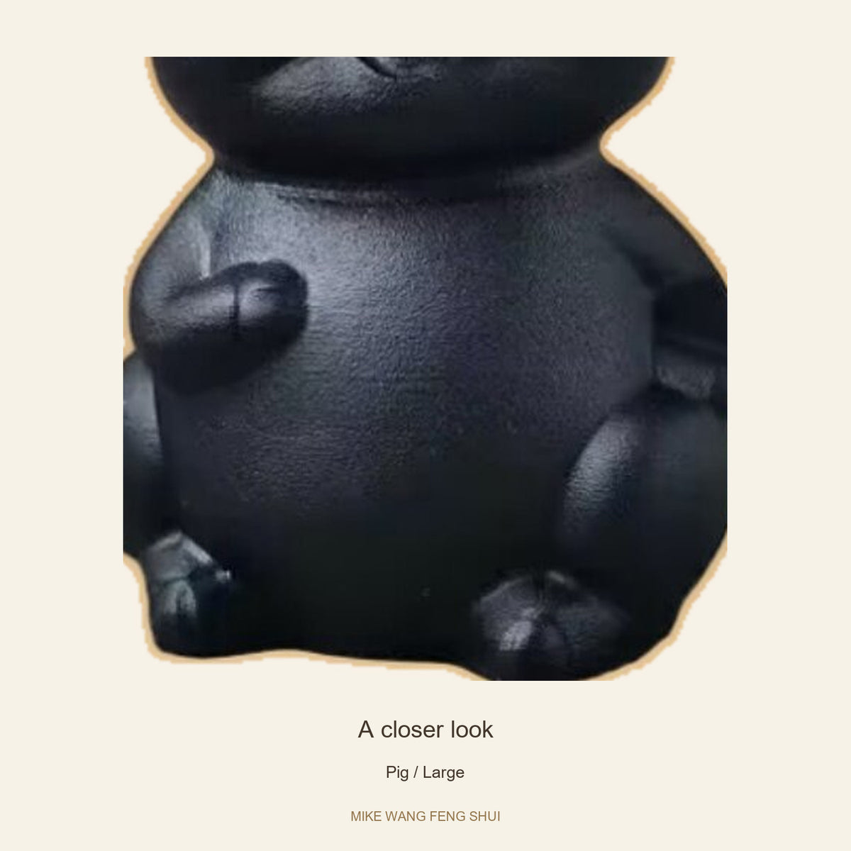 Black Obsidian Chinese Zodiac Figurine — Pig / Large — detail #Design_Pig / Large