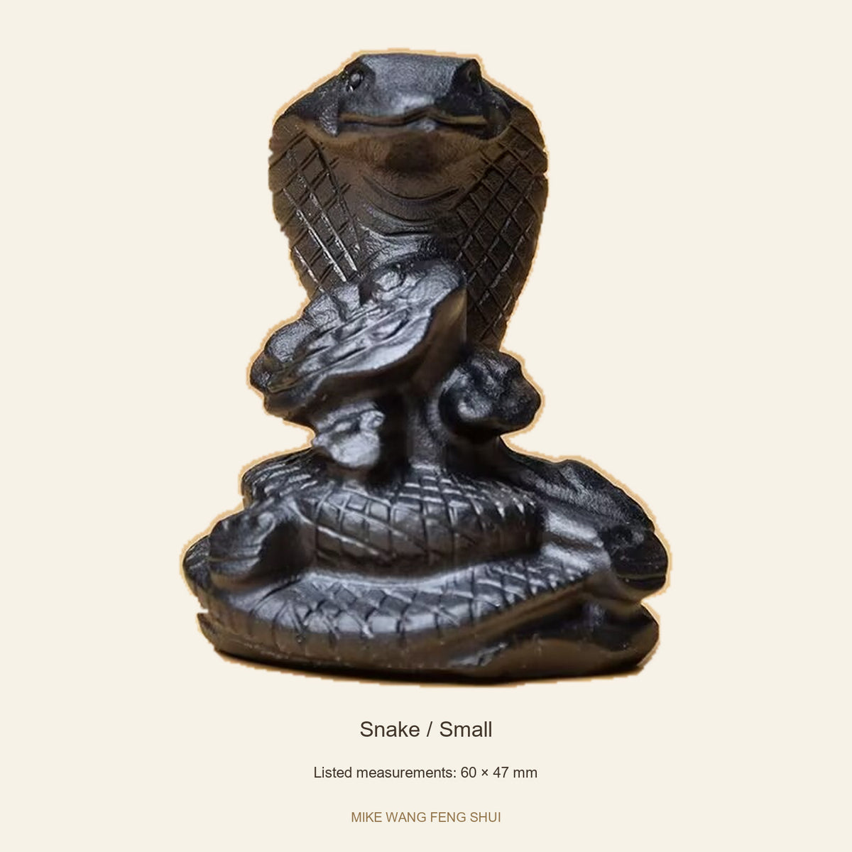 Black Obsidian Chinese Zodiac Figurine — Snake / Small — full view #Design_Snake / Small