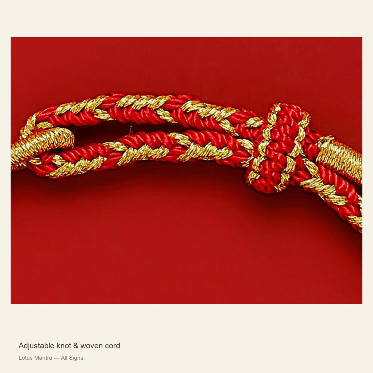 Zodiac Guardian Woven Cord Bracelet — Adjustable knot & woven cord; Lotus Mantra — All Signs #Design_Lotus Mantra — All Signs