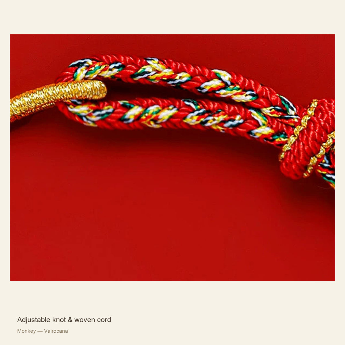 Zodiac Guardian Woven Cord Bracelet — Adjustable knot & woven cord; Monkey — Vairocana #Design_Monkey — Vairocana