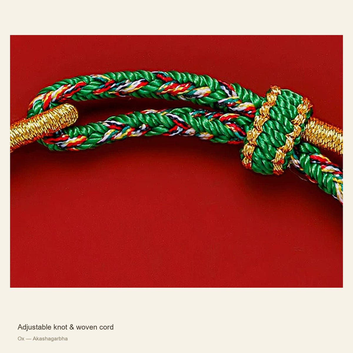 Zodiac Guardian Woven Cord Bracelet — Adjustable knot & woven cord; Ox — Akashagarbha #Design_Ox — Akashagarbha