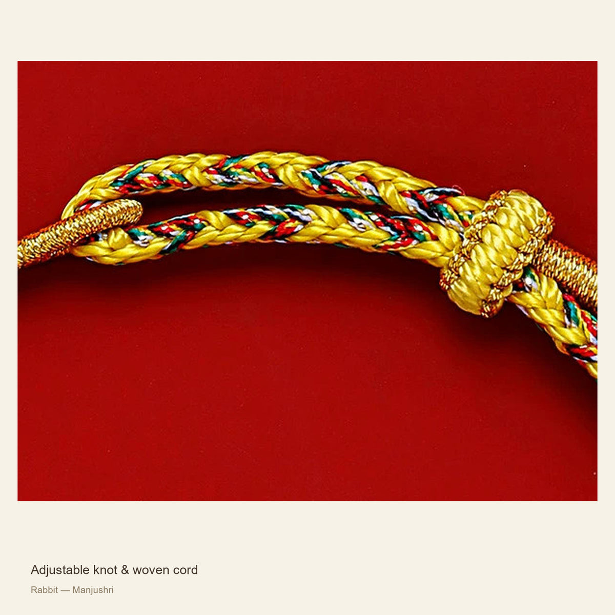 Zodiac Guardian Woven Cord Bracelet — Adjustable knot & woven cord; Rabbit — Manjushri #Design_Rabbit — Manjushri