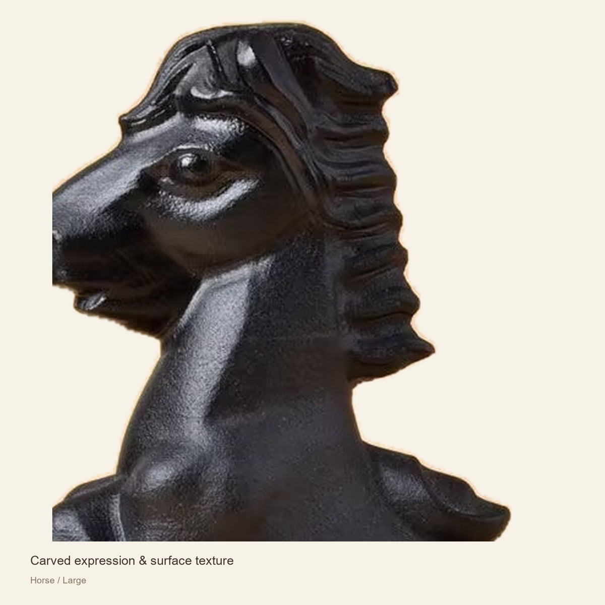 Black Obsidian Chinese Zodiac Figurine — Carved expression & surface texture; Horse / Large #Design_Horse / Large