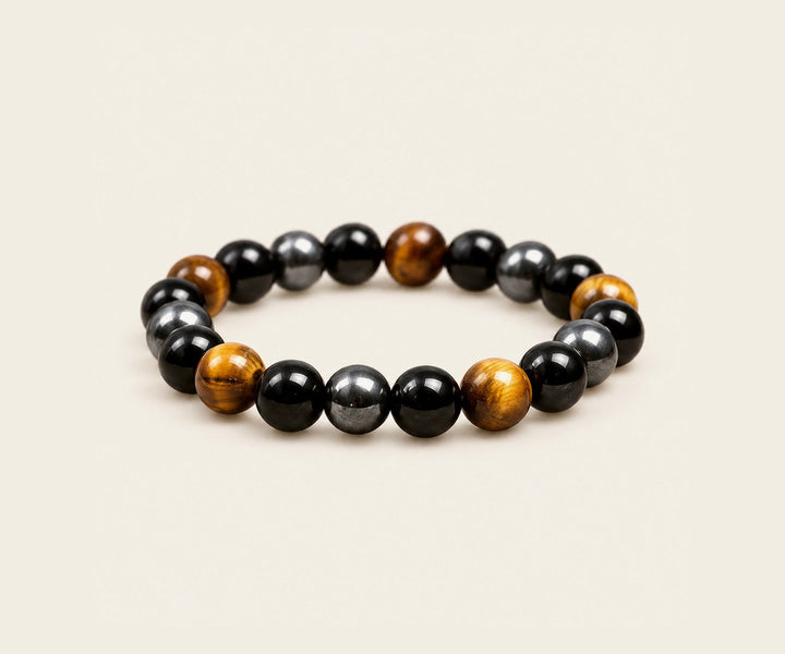 Tiger eye and black obsidian bracelet