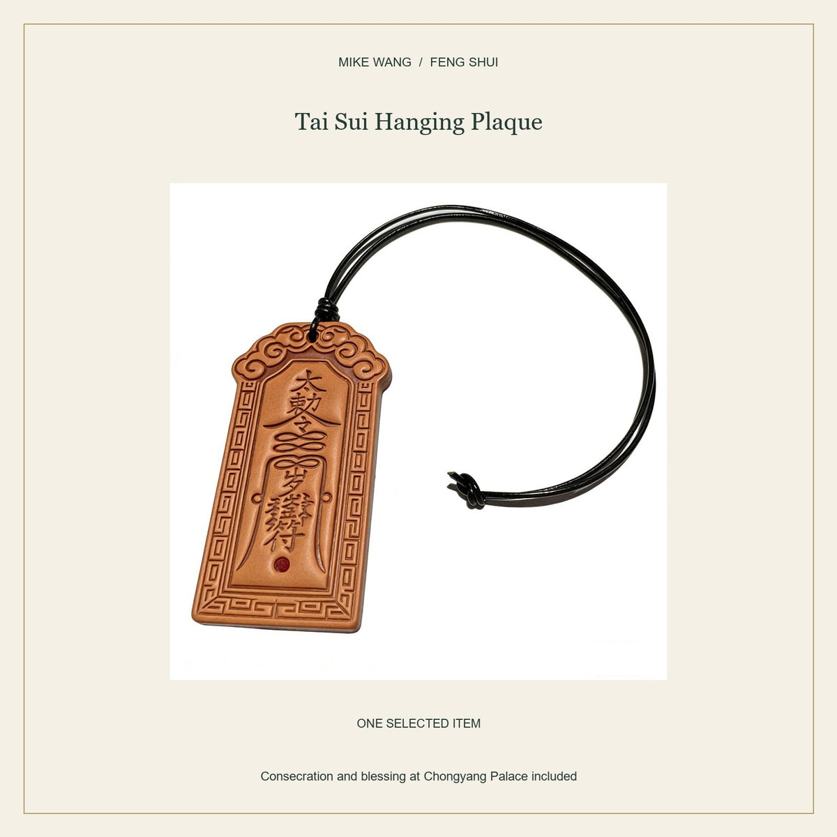 Tai Sui Amber-Tone Hanging Plaque — Tai Sui Hanging Plaque / full view