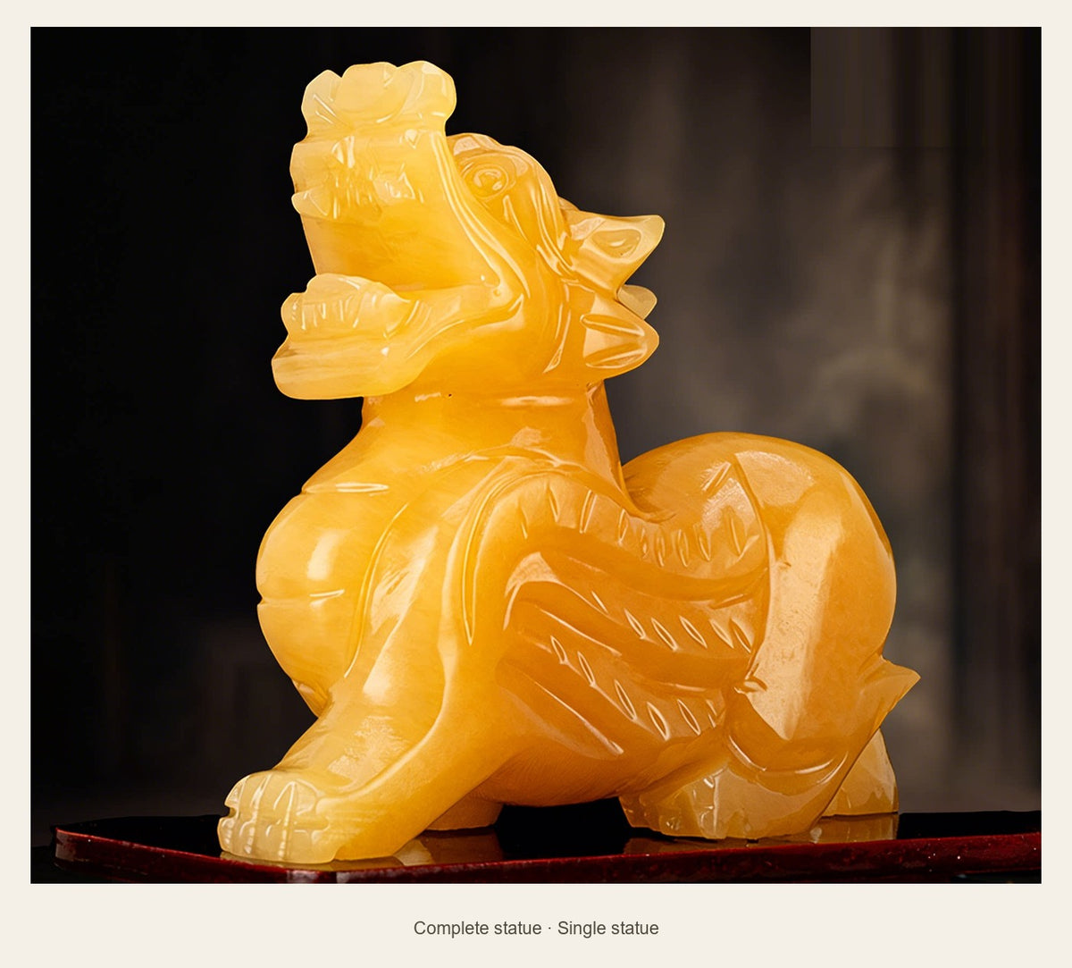 Yellow Stone Pixiu Statue — 10 cm — complete statue (Single statue)