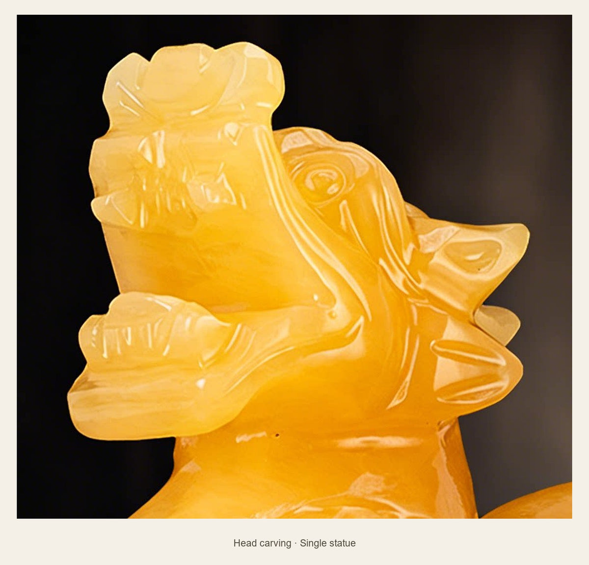 Yellow Stone Pixiu Statue — 10 cm — head carving (Single statue)