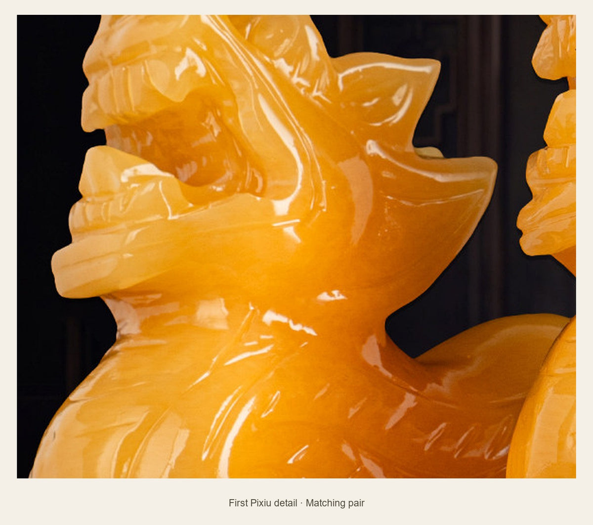 Yellow Stone Pixiu Statue — 10 cm — first pixiu detail (Matching pair)