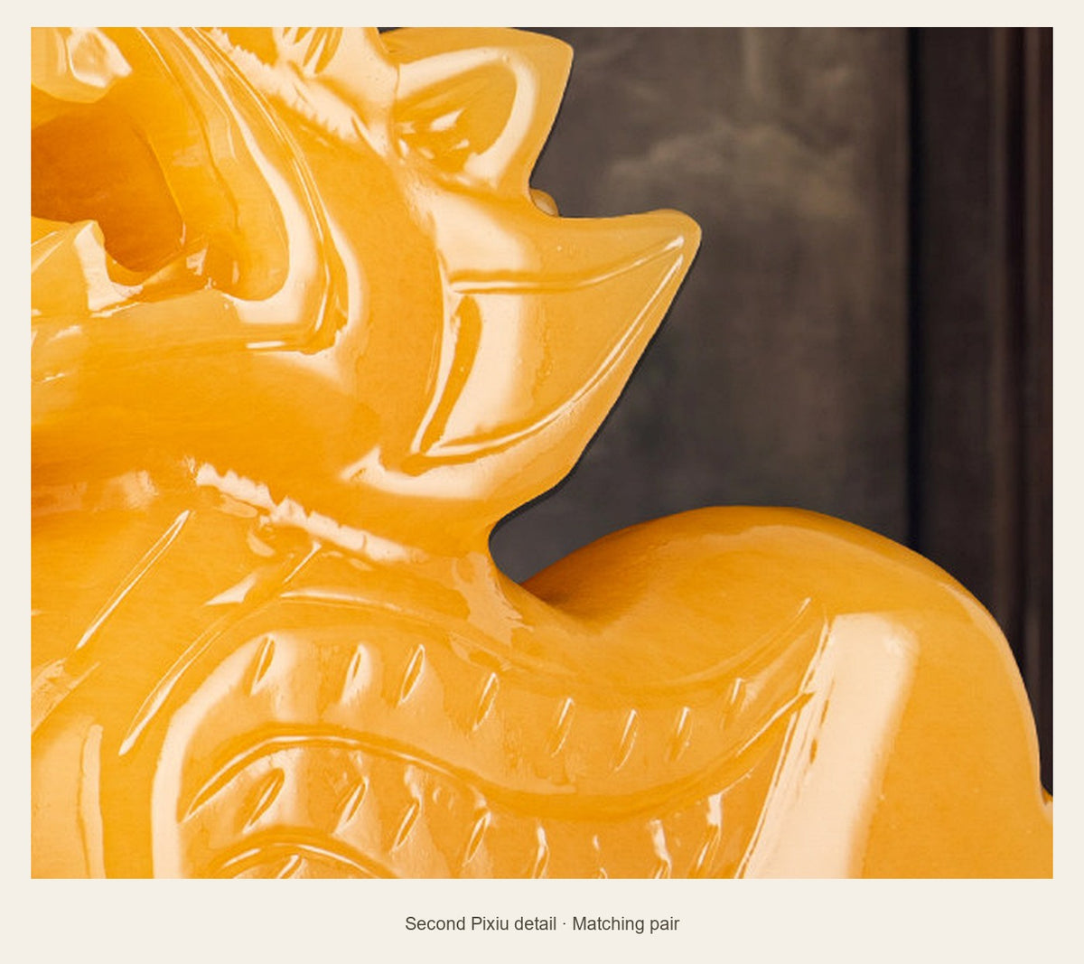 Yellow Stone Pixiu Statue — 10 cm — second pixiu detail (Matching pair)