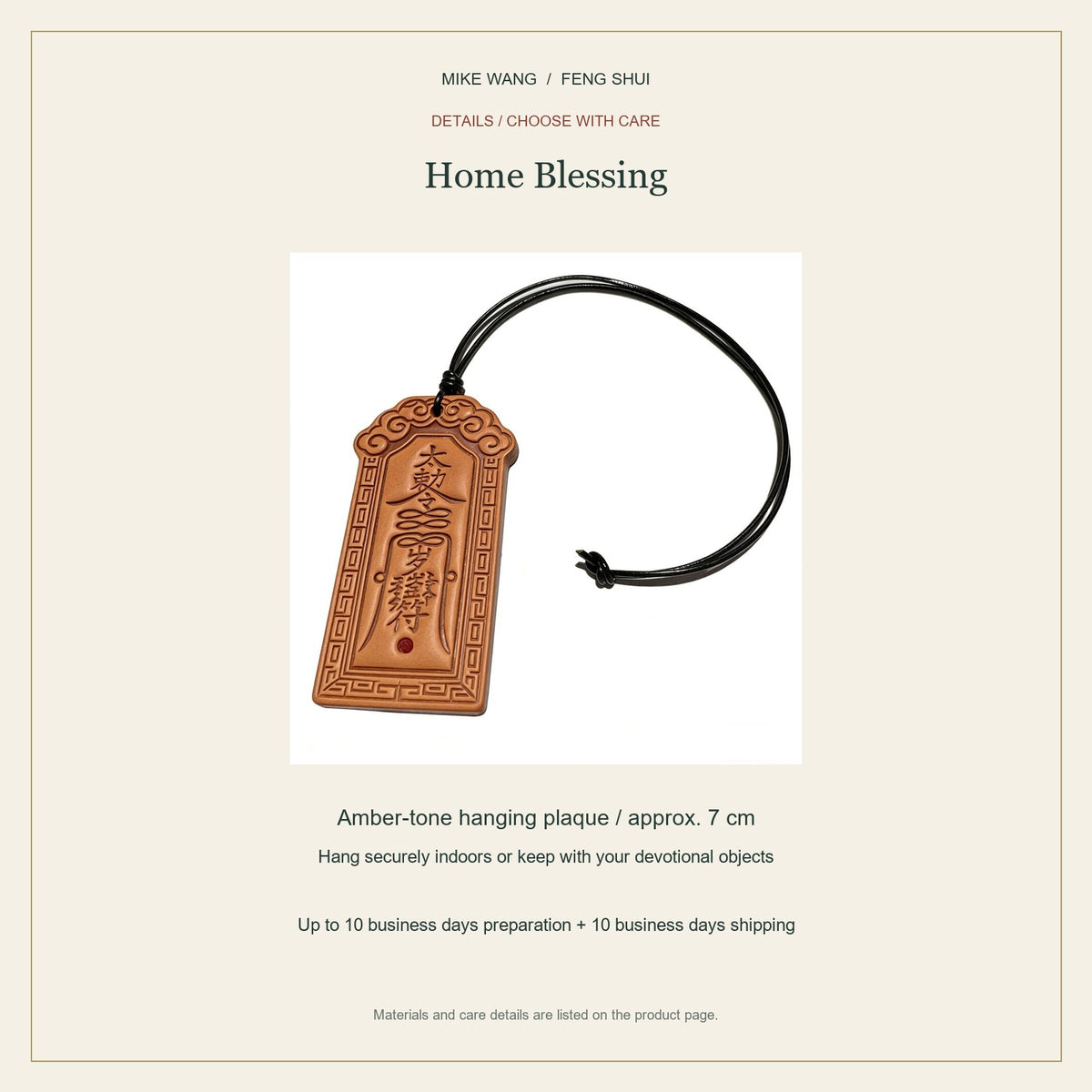 2027 Tai Sui Home Blessing Set — size and preparation details