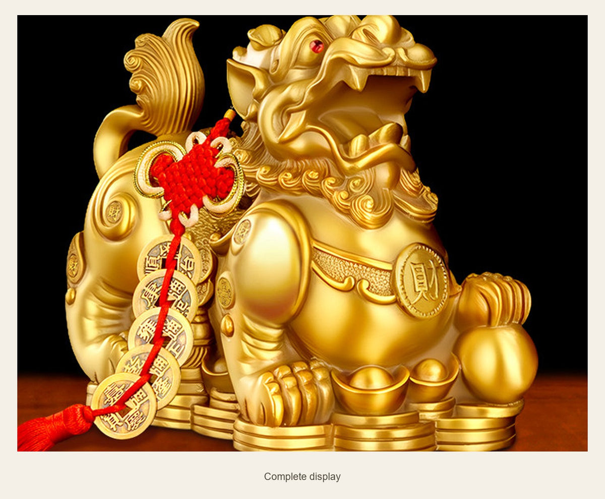 Brass Male Pixiu Statue — 8.5 cm — complete display (Complete display)