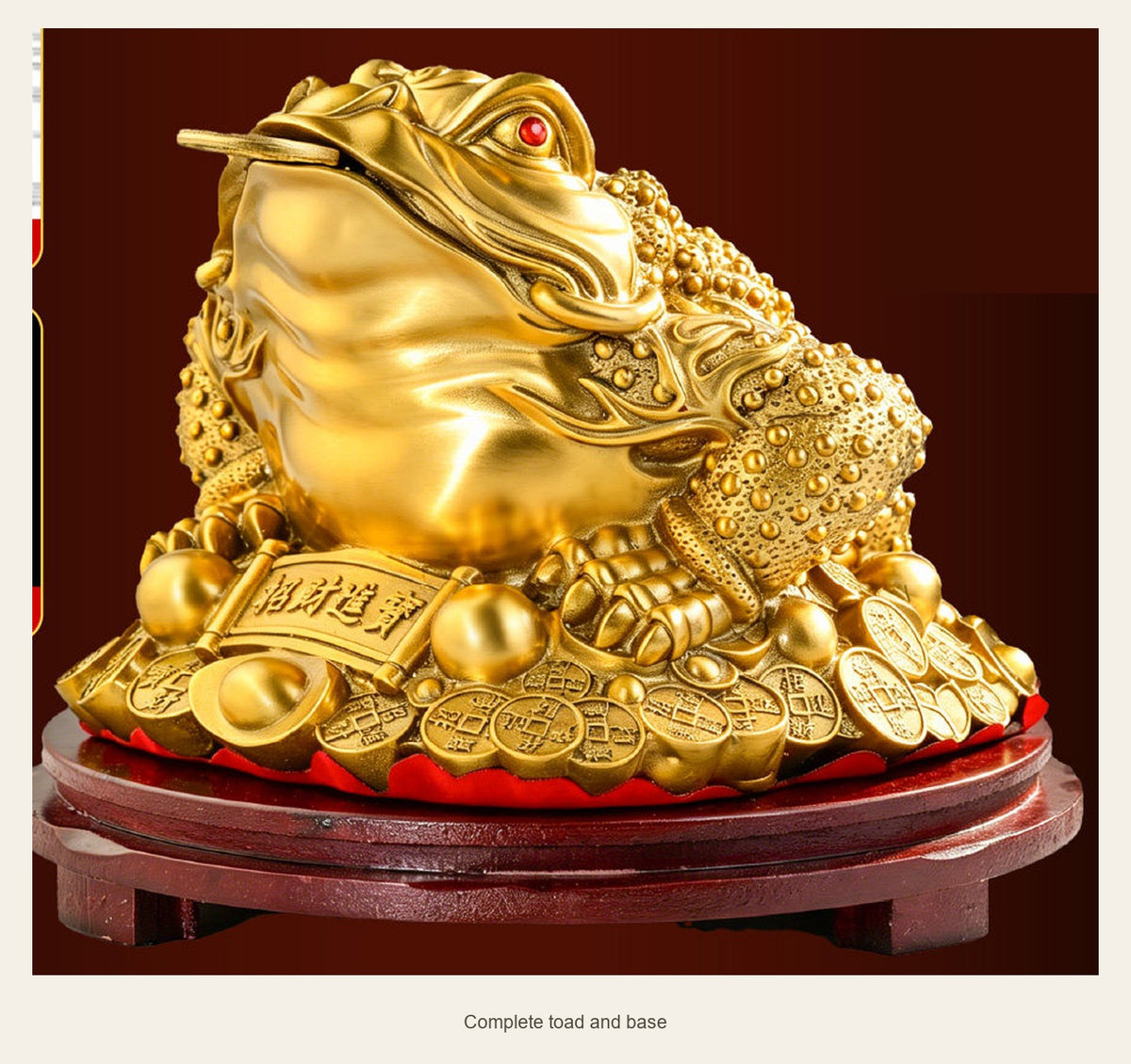 Brass Money Toad with Coin — 12.5 cm — complete toad and base (Toad + base)