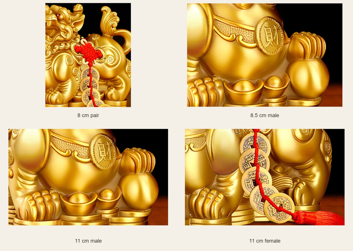 Brass Pixiu Statues — Singles & Matching Pair — close-up comparison of the listed options