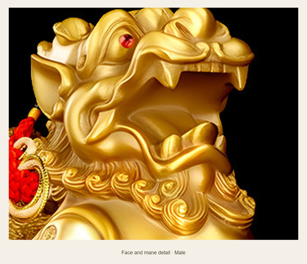 Brass Pixiu Statue — 11 cm — face and mane detail (Male)