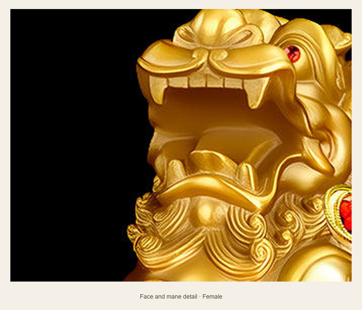 Brass Pixiu Statue — 11 cm — face and mane detail (Female)