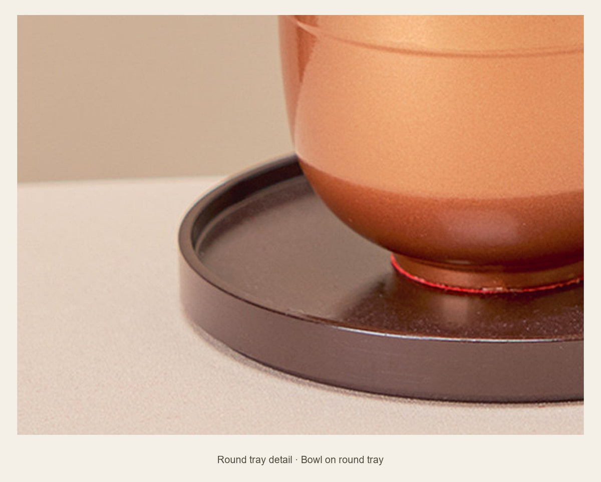 Mini Brass Wealth Bowl with Ingots — 4.7 cm — round tray detail (Bowl on round tray)