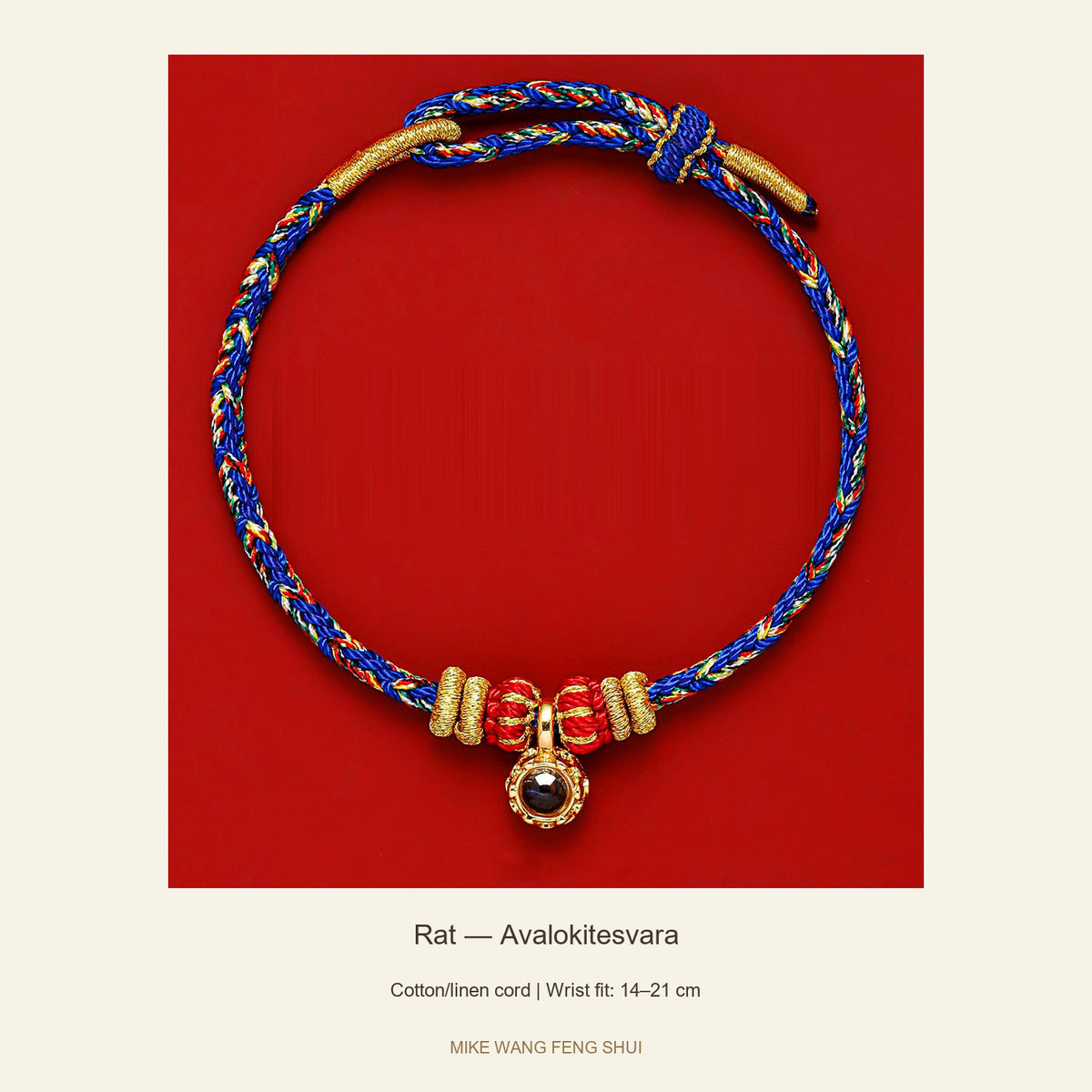 Zodiac Guardian Woven Cord Bracelet — Rat — Avalokitesvara — full view #Design_Rat — Avalokitesvara