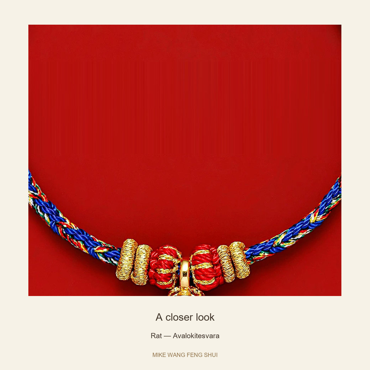 Zodiac Guardian Woven Cord Bracelet — Rat — Avalokitesvara — detail #Design_Rat — Avalokitesvara
