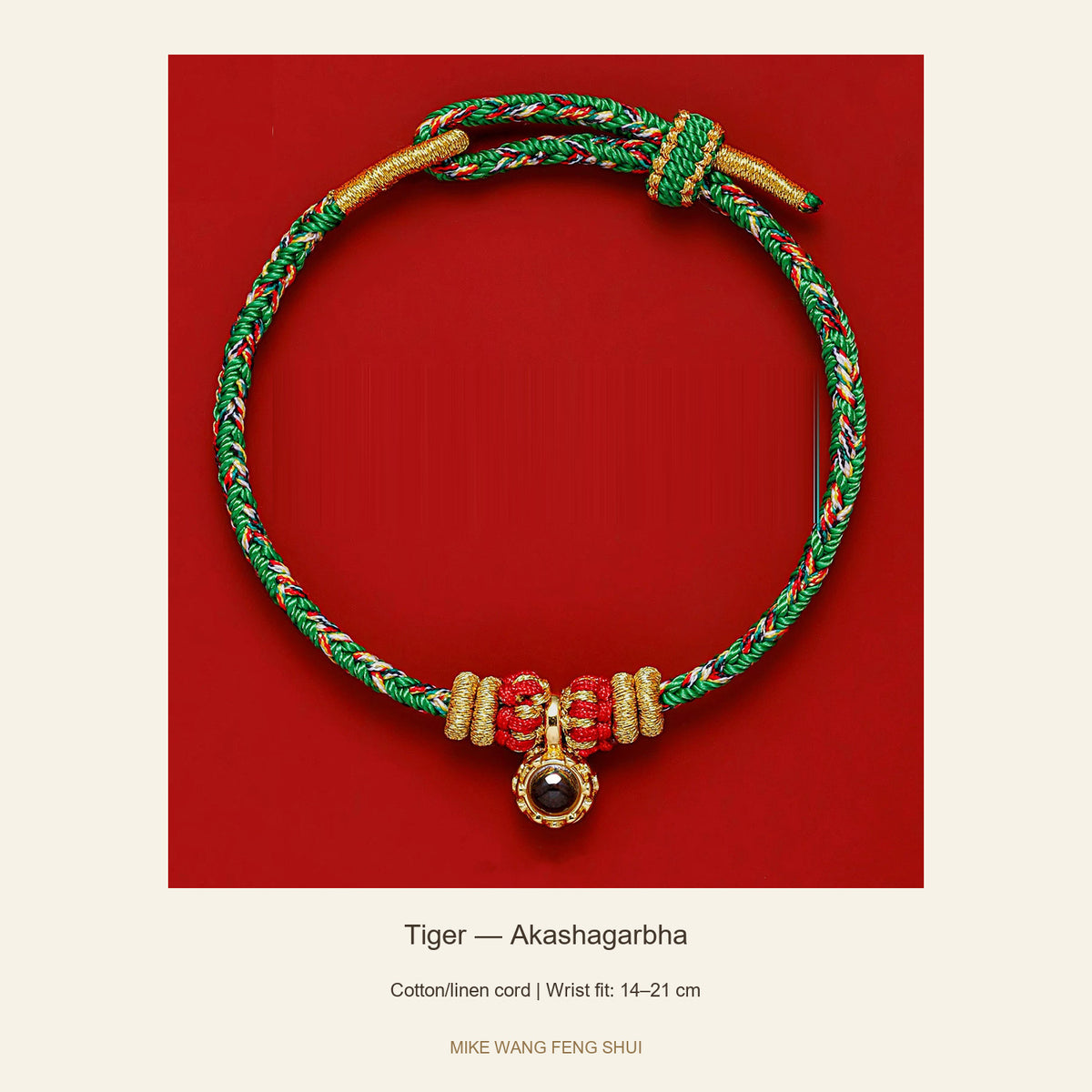Zodiac Guardian Woven Cord Bracelet — Tiger — Akashagarbha — full view #Design_Tiger — Akashagarbha