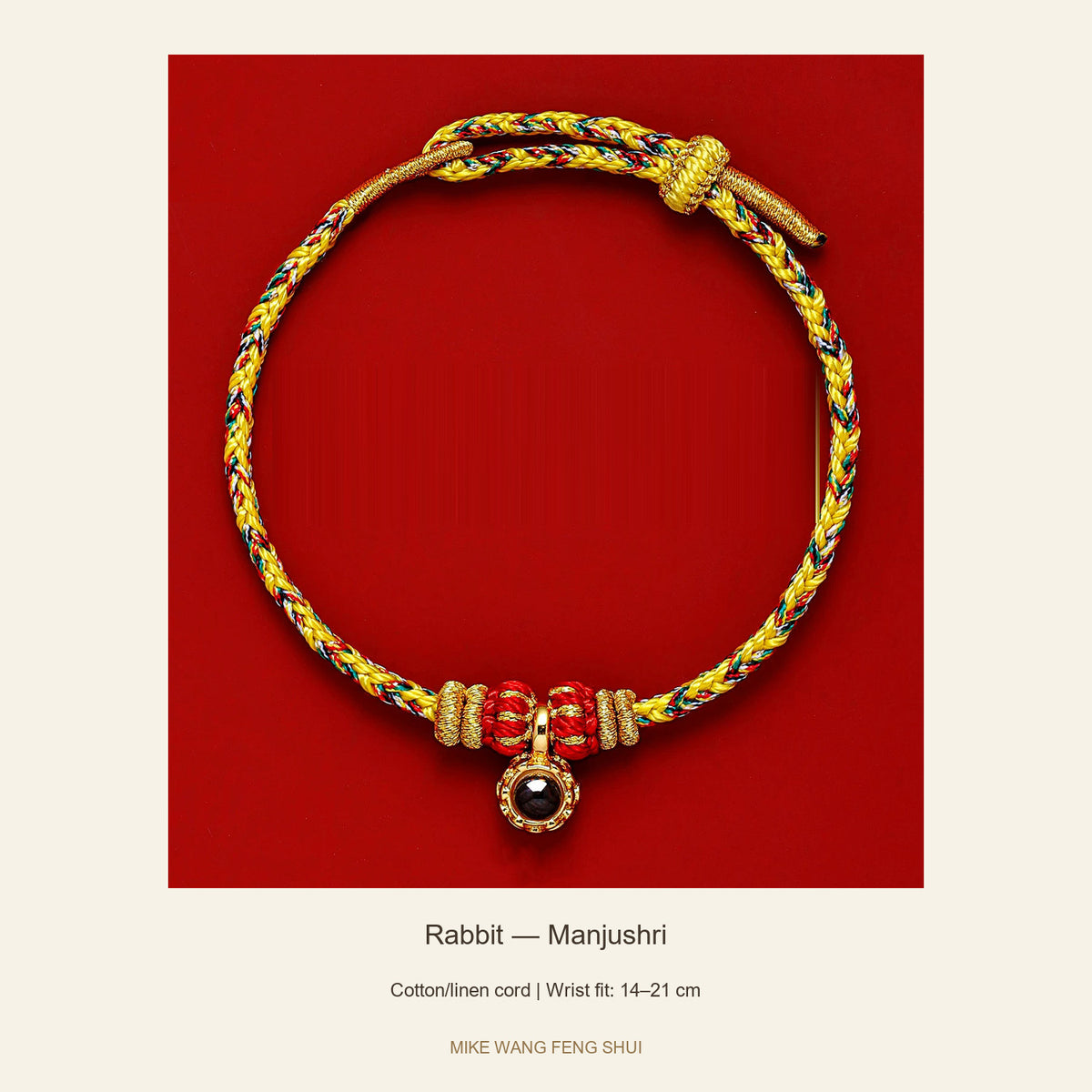 Zodiac Guardian Woven Cord Bracelet — Rabbit — Manjushri — full view #Design_Rabbit — Manjushri