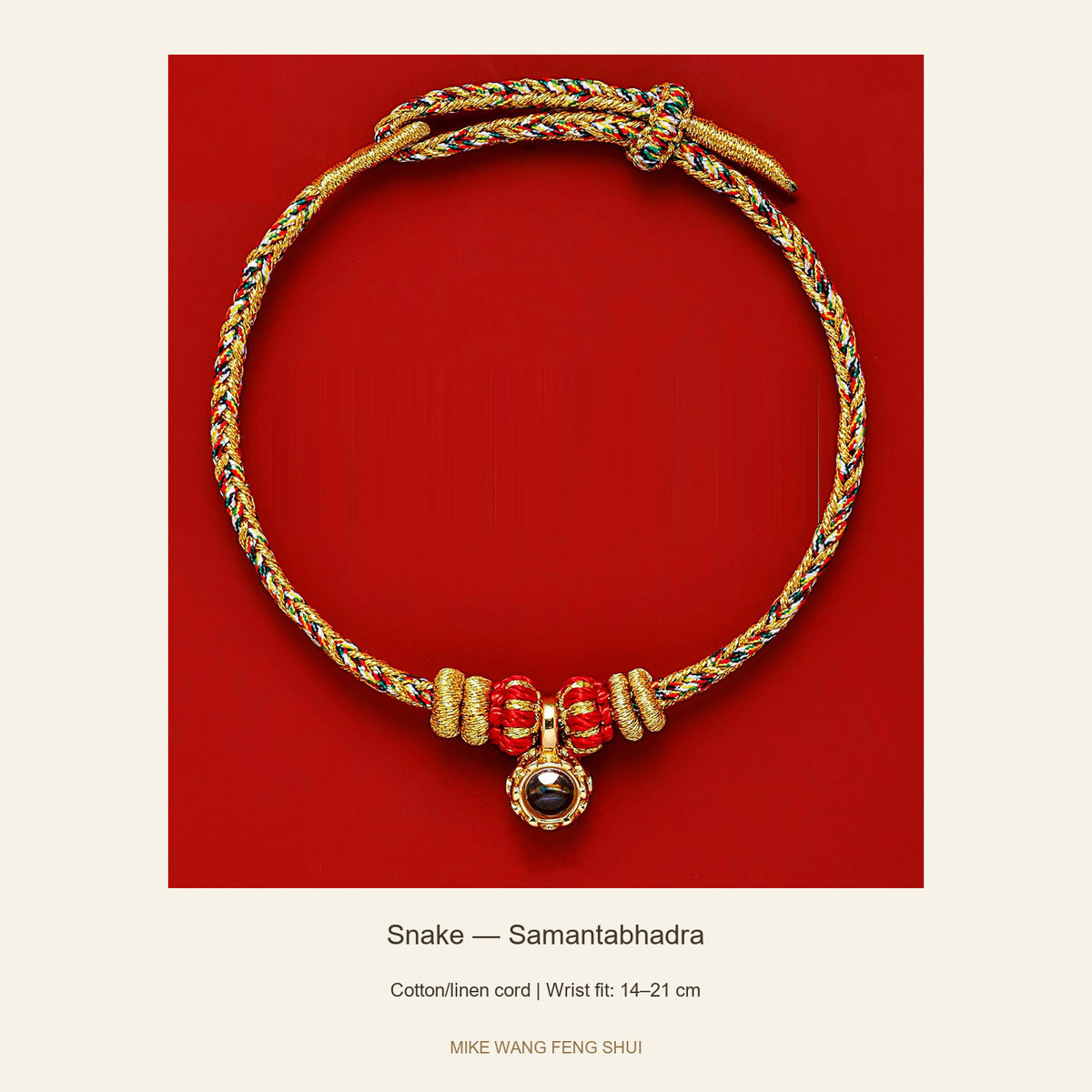 Zodiac Guardian Woven Cord Bracelet — Snake — Samantabhadra — full view #Design_Snake — Samantabhadra