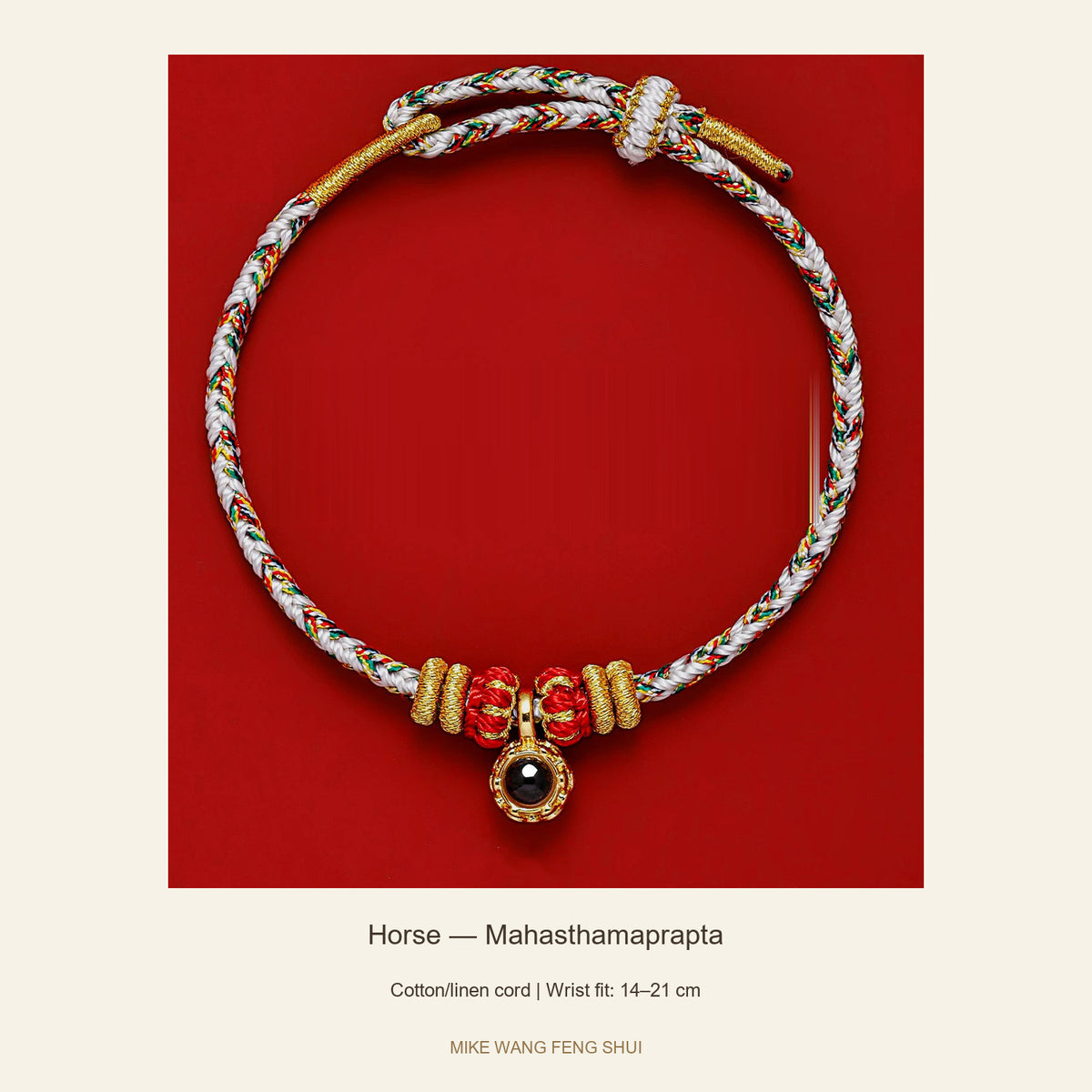 Zodiac Guardian Woven Cord Bracelet — Horse — Mahasthamaprapta — full view #Design_Horse — Mahasthamaprapta