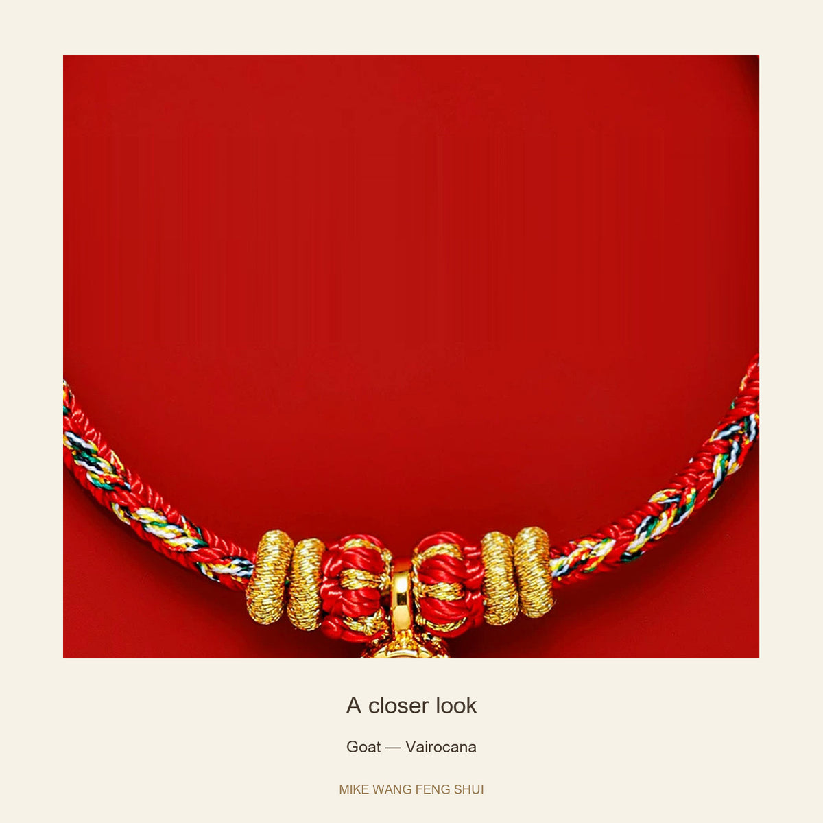 Zodiac Guardian Woven Cord Bracelet — Goat — Vairocana — detail #Design_Goat — Vairocana