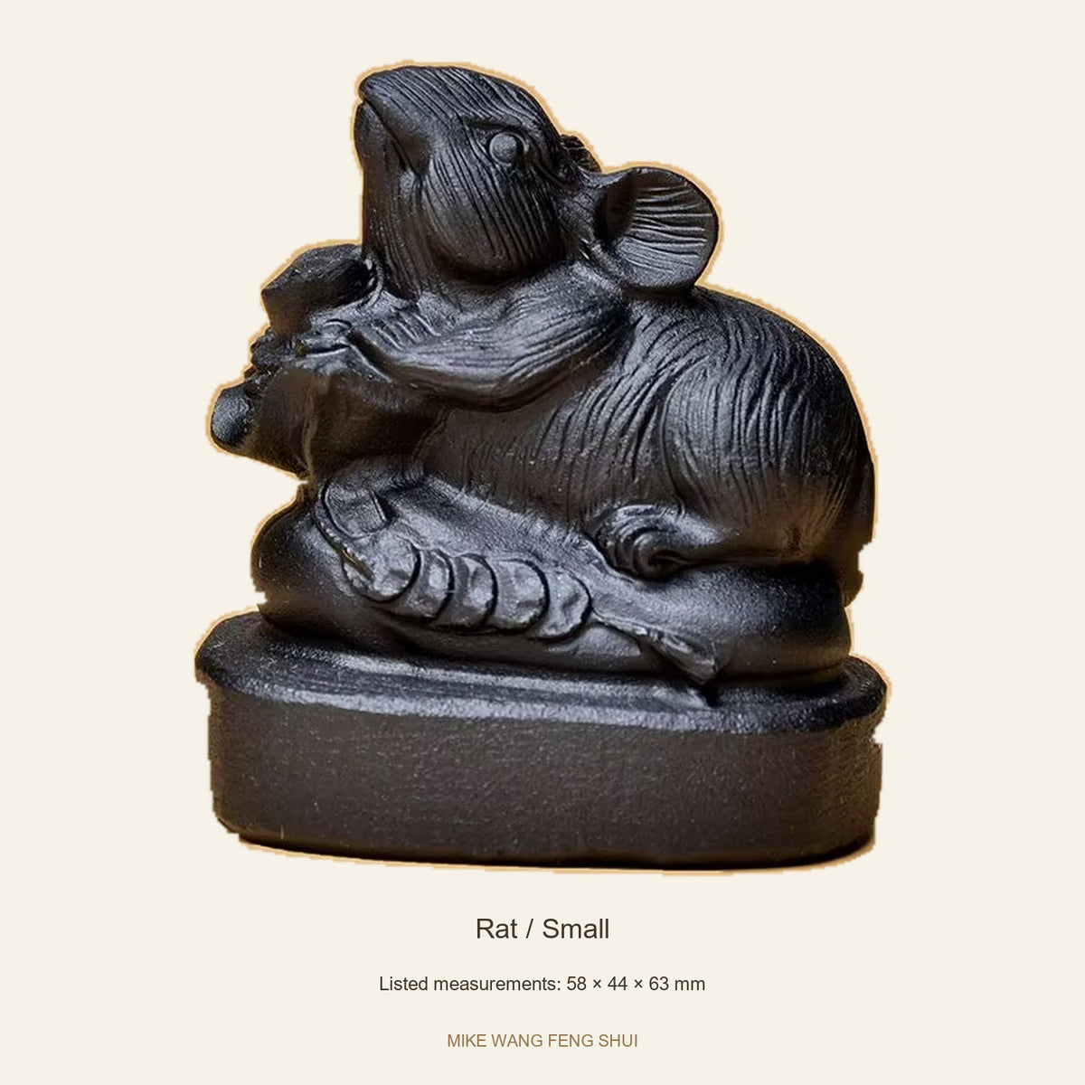 Black Obsidian Chinese Zodiac Figurine — Rat / Small — full view #Design_Rat / Small