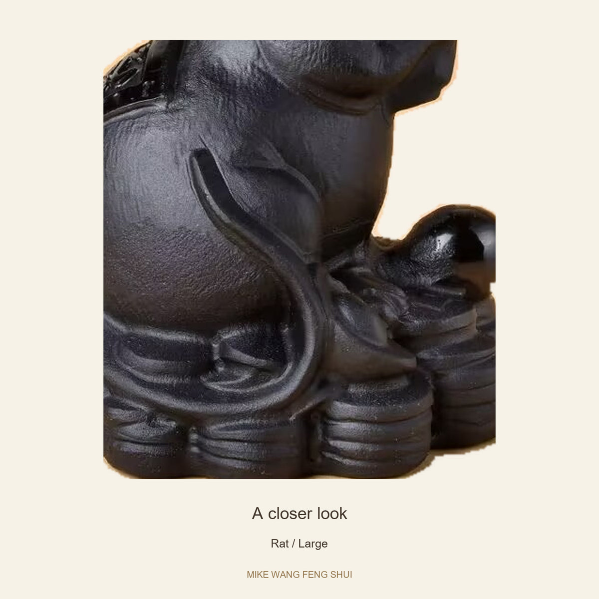 Black Obsidian Chinese Zodiac Figurine — Rat / Large — detail #Design_Rat / Large