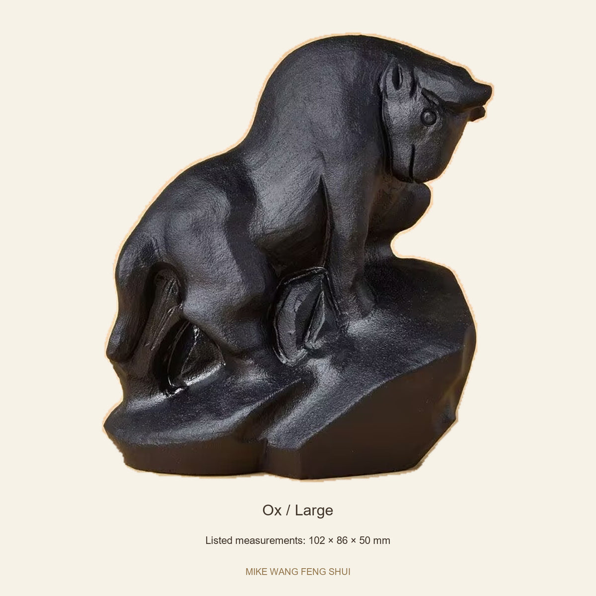 Black Obsidian Chinese Zodiac Figurine — Ox / Large — full view #Design_Ox / Large