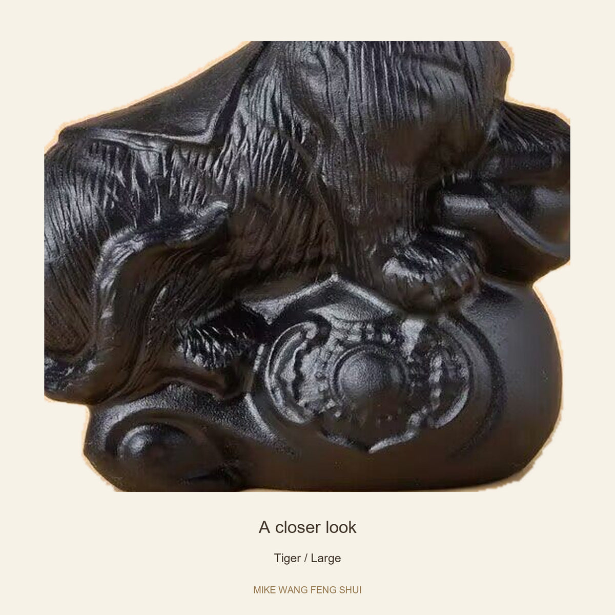 Black Obsidian Chinese Zodiac Figurine — Tiger / Large — detail #Design_Tiger / Large