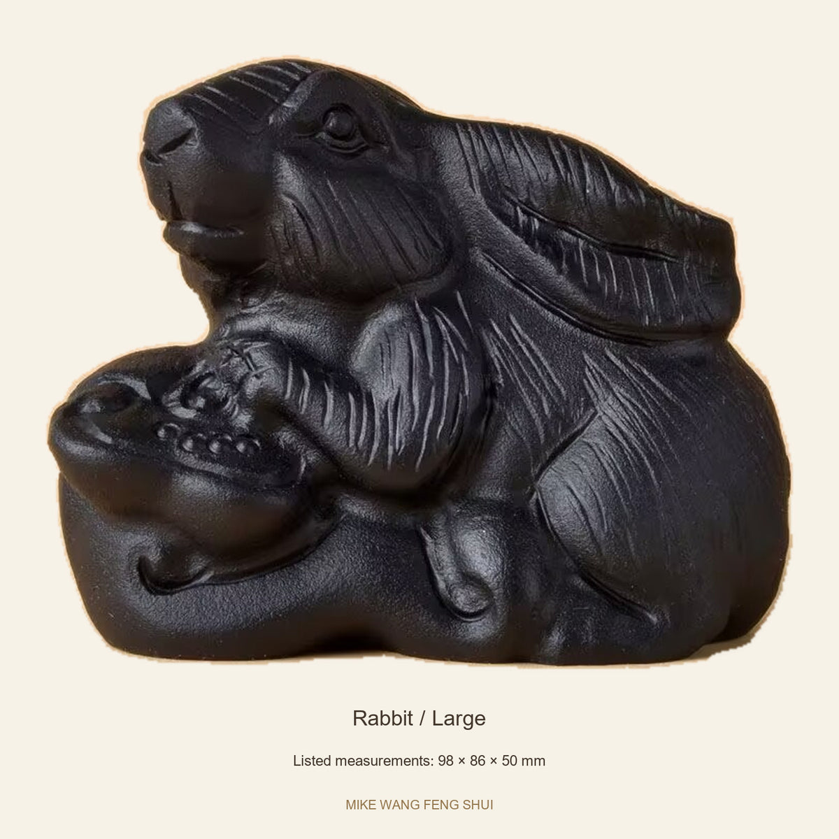 Black Obsidian Chinese Zodiac Figurine — Rabbit / Large — full view #Design_Rabbit / Large