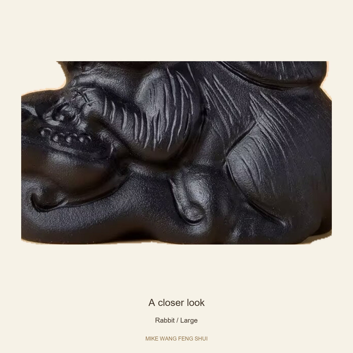 Black Obsidian Chinese Zodiac Figurine — Rabbit / Large — detail #Design_Rabbit / Large