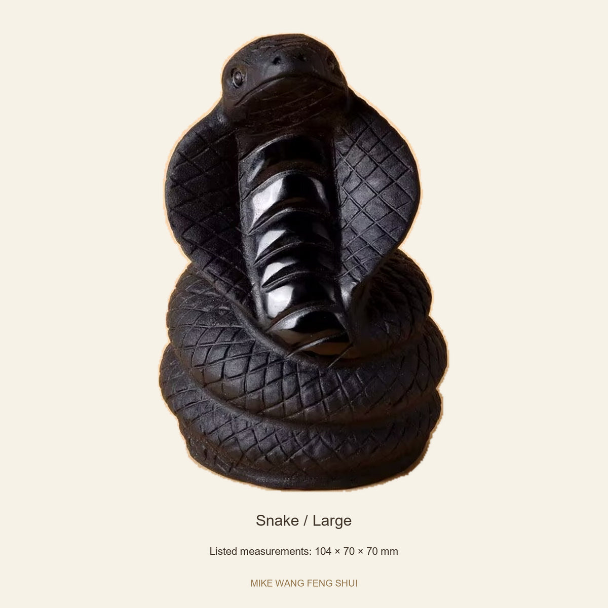 Black Obsidian Chinese Zodiac Figurine — Snake / Large — full view #Design_Snake / Large