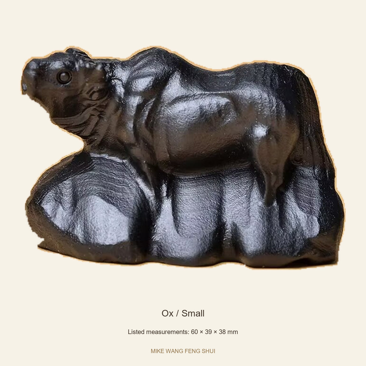 Black Obsidian Chinese Zodiac Figurine — Ox / Small — full view #Design_Ox / Small