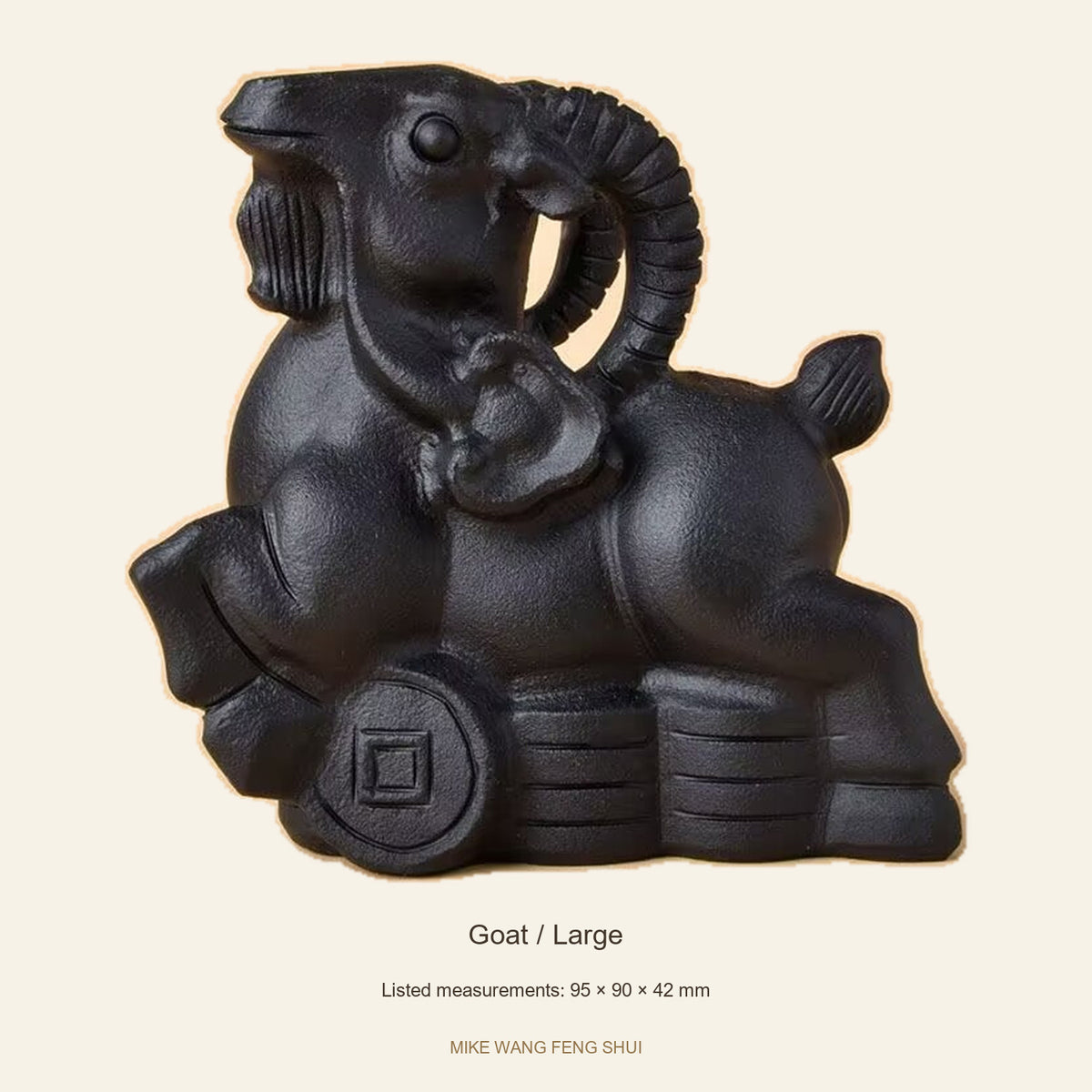 Black Obsidian Chinese Zodiac Figurine — Goat / Large — full view #Design_Goat / Large