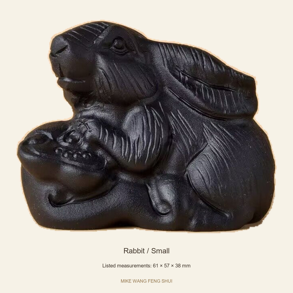 Black Obsidian Chinese Zodiac Figurine — Rabbit / Small — full view #Design_Rabbit / Small